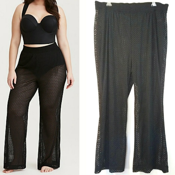black swim cover up pants